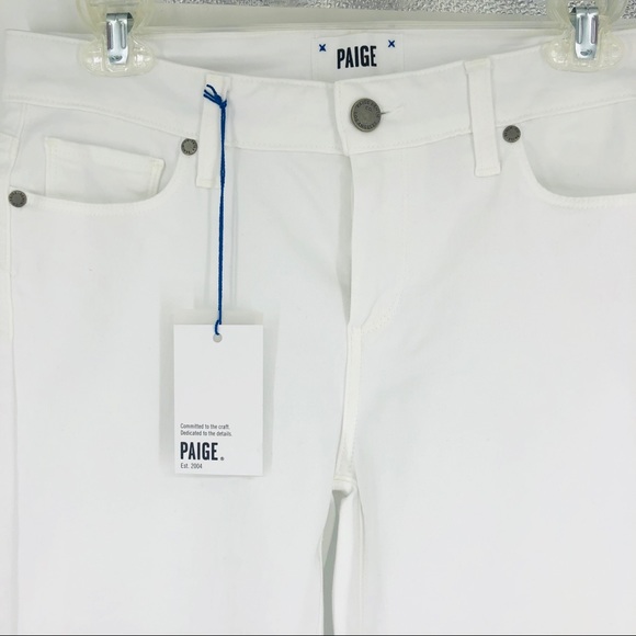 NWT Paige Curved Hem Mid Rise White Jeans Size 29 - Picture 6 of 8